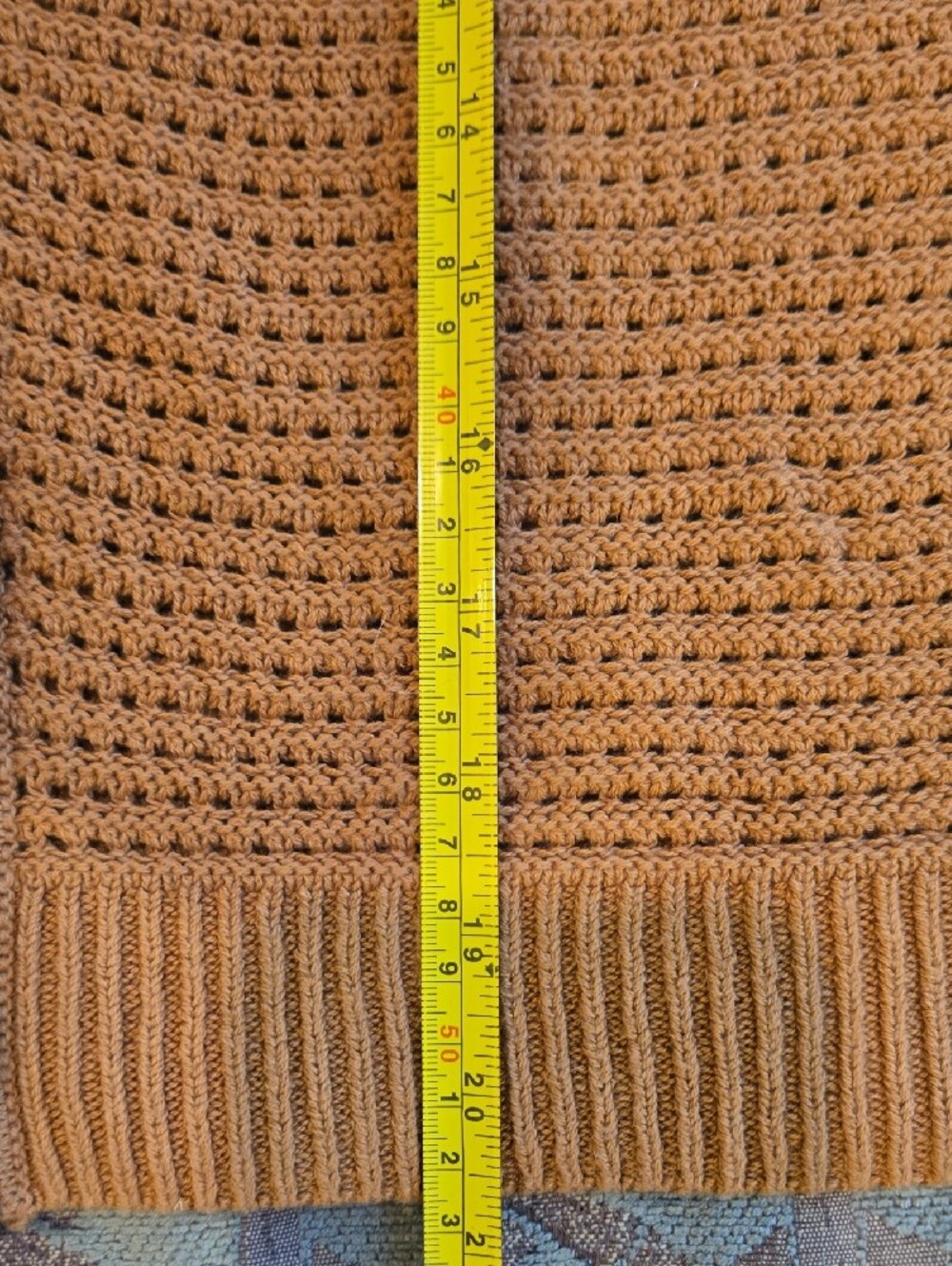 LOFT Camel Open-Weave Button Cardigan - Picture 6 of 8